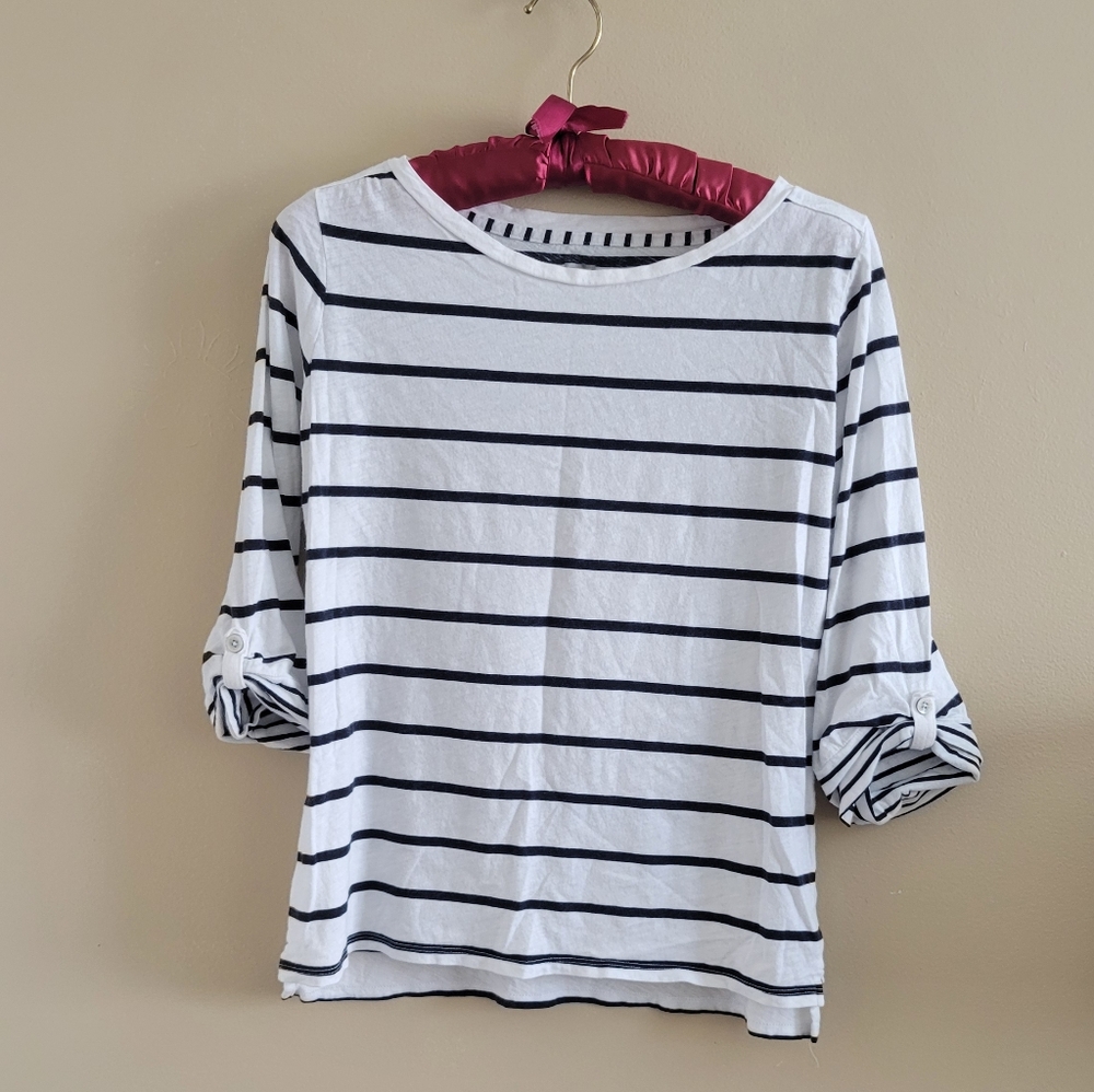 JC Penney| Classic White and Black Striped Women's Top